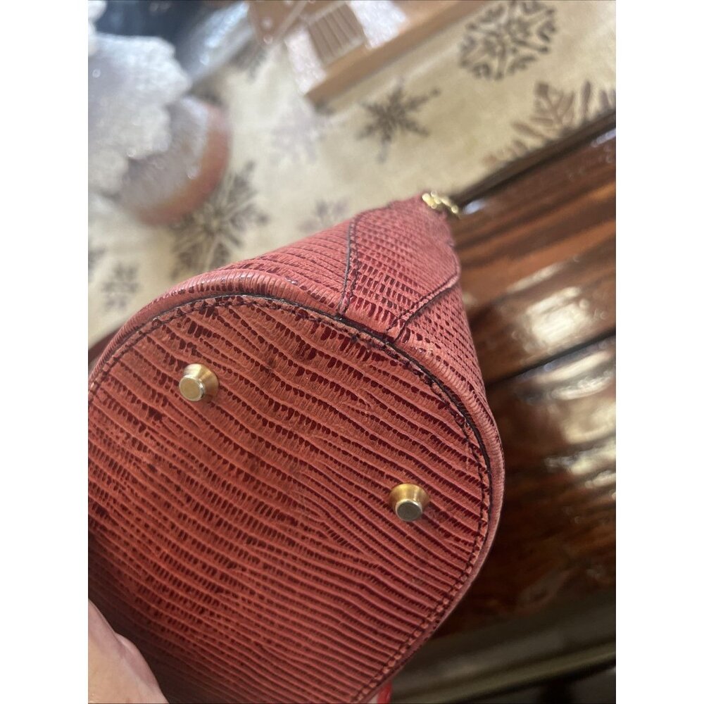 CRISTIAN MADE IN ITALY Genuine Leather Burgundy Red Dome Shaped Shoulder Bag - Picture 5 of 15